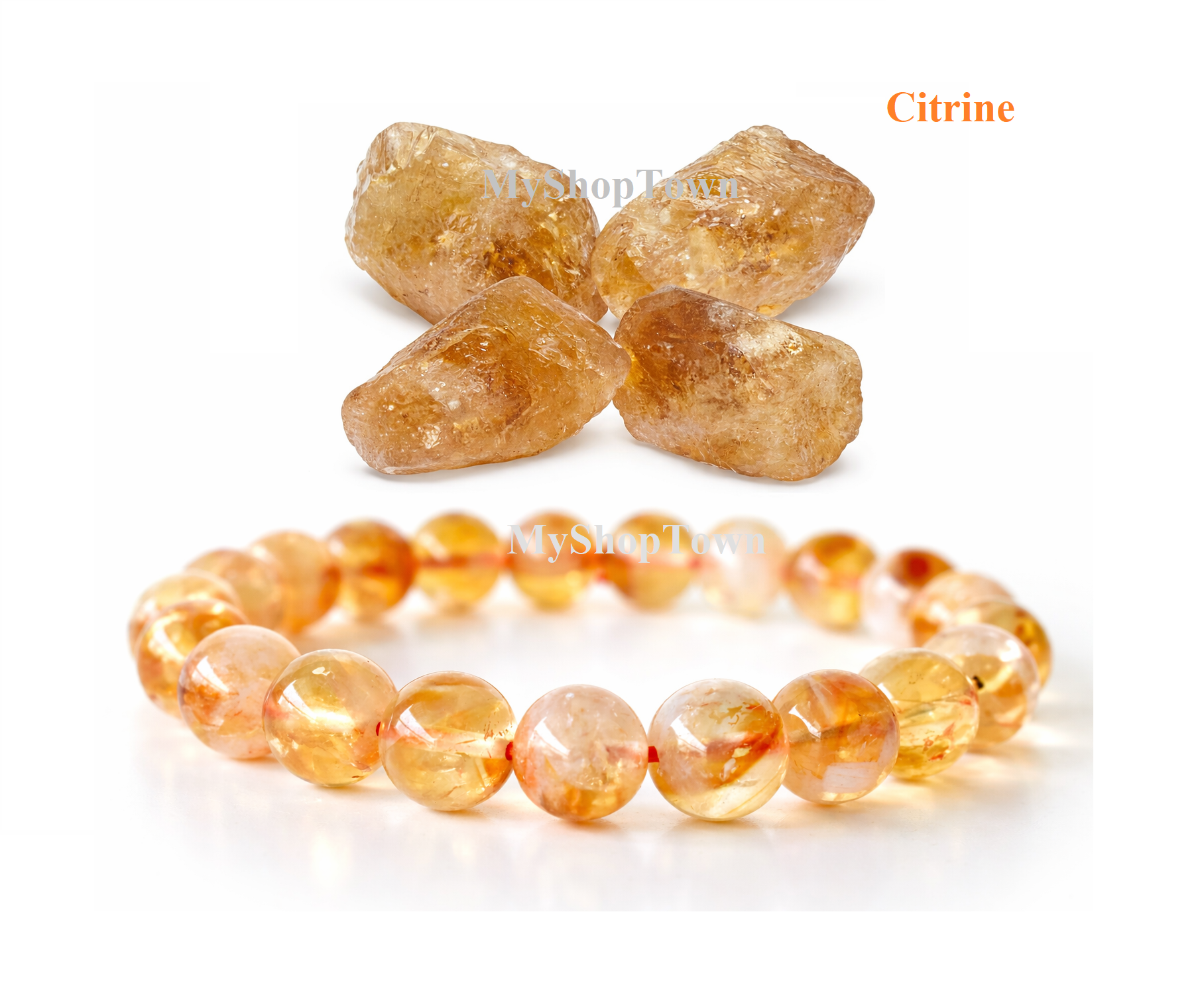 Natural Citrine Crystal Beaded Bracelet - Energized for Wealth, Confidence & Positivity.